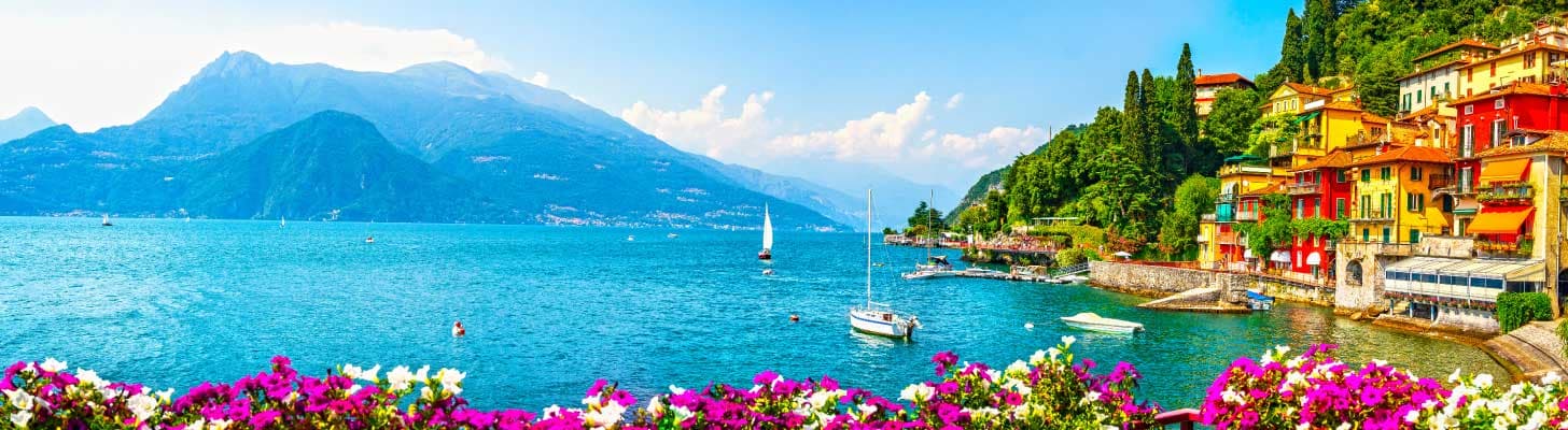 Colourful houses on the shores of Lake Como