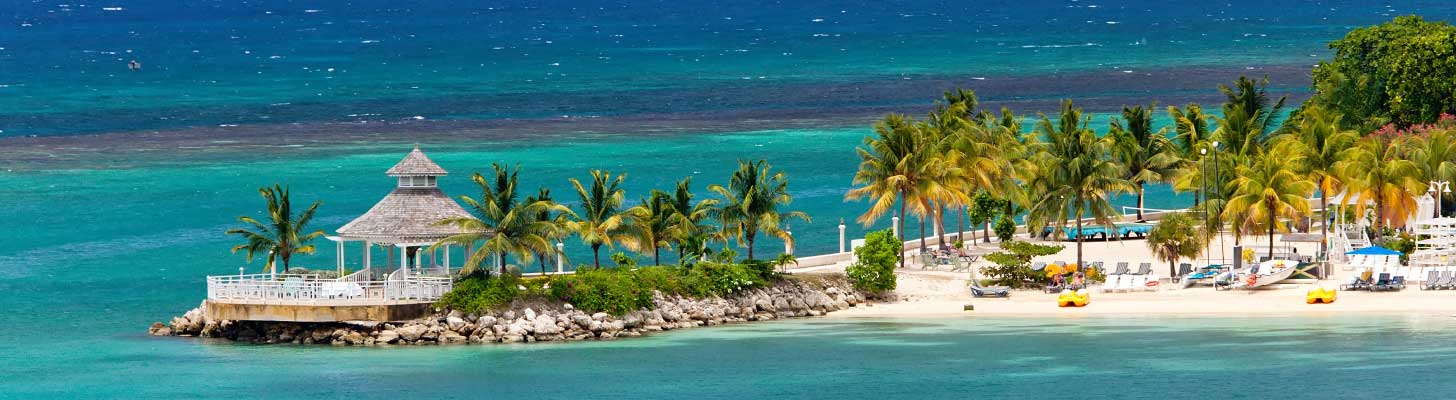 Palm trees on an inlet in Ocho Rios in Jamaica