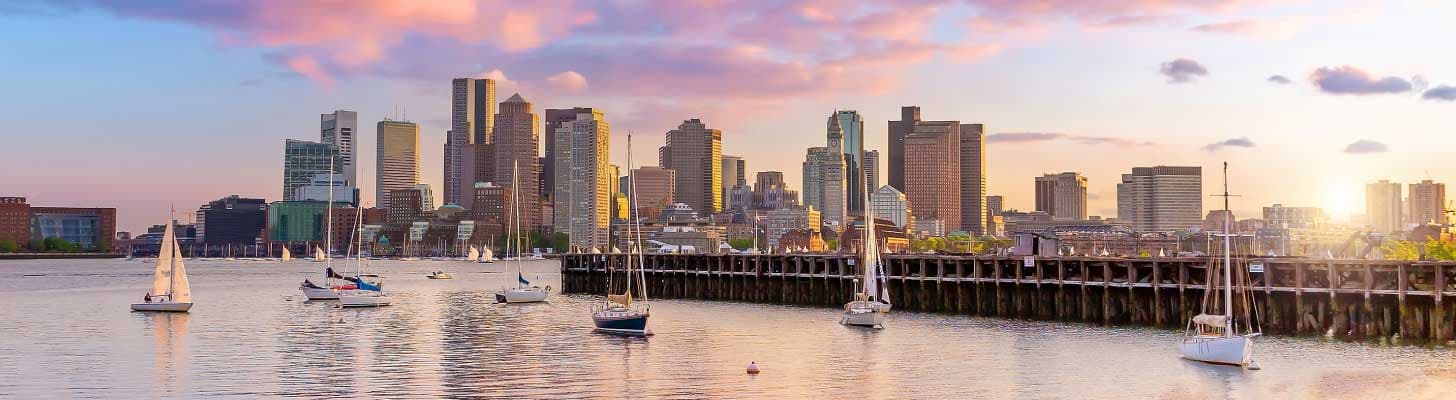 Skyline of Boston at sunset