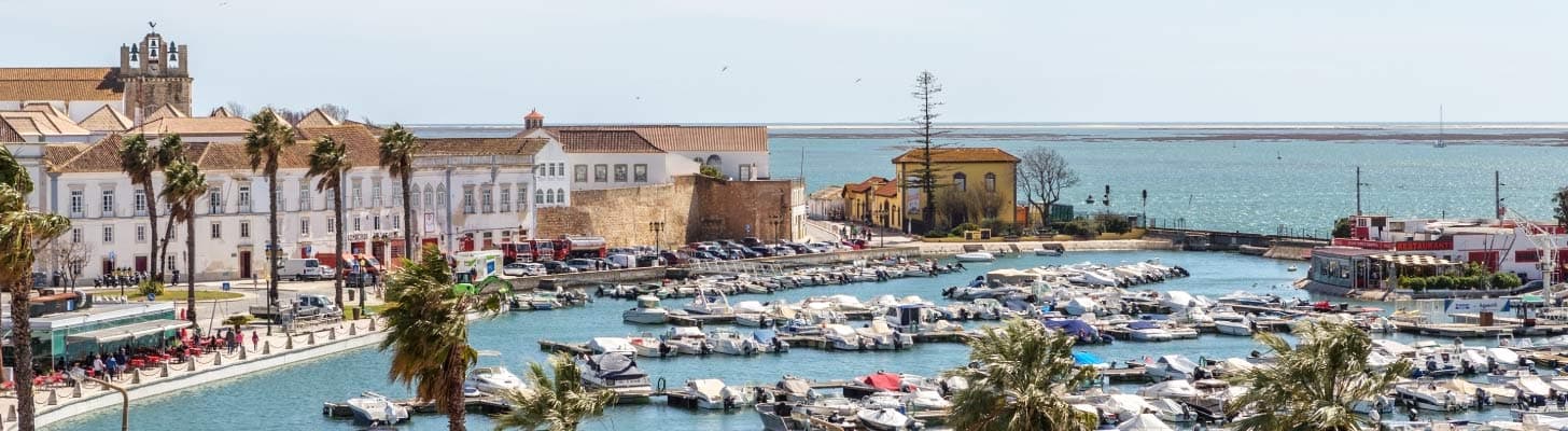 Boats in the marina at Faro , Portugal