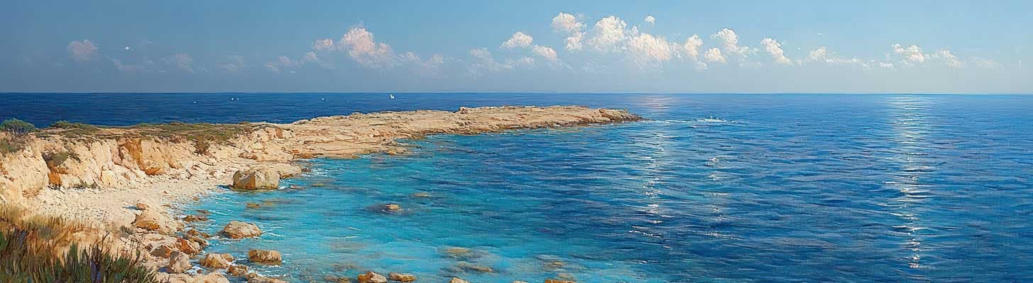 Turquoise waters at San Pawl il-Baħar Beach at Qawra, Malta