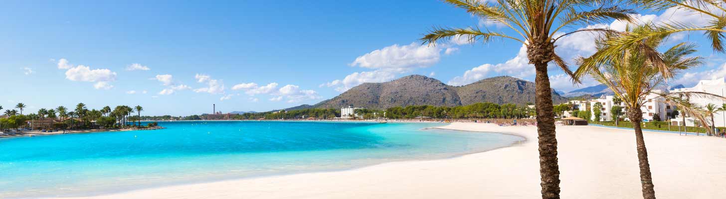 White sandy beach in Alcudia, Majorca