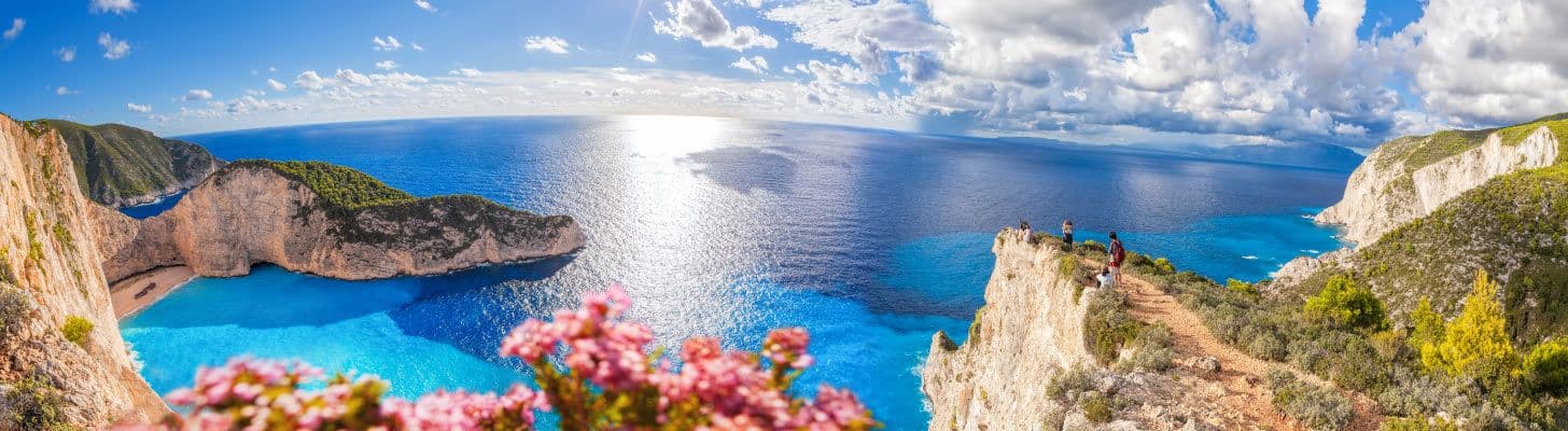 Blue seas and cliff scape in Zante, Greece
