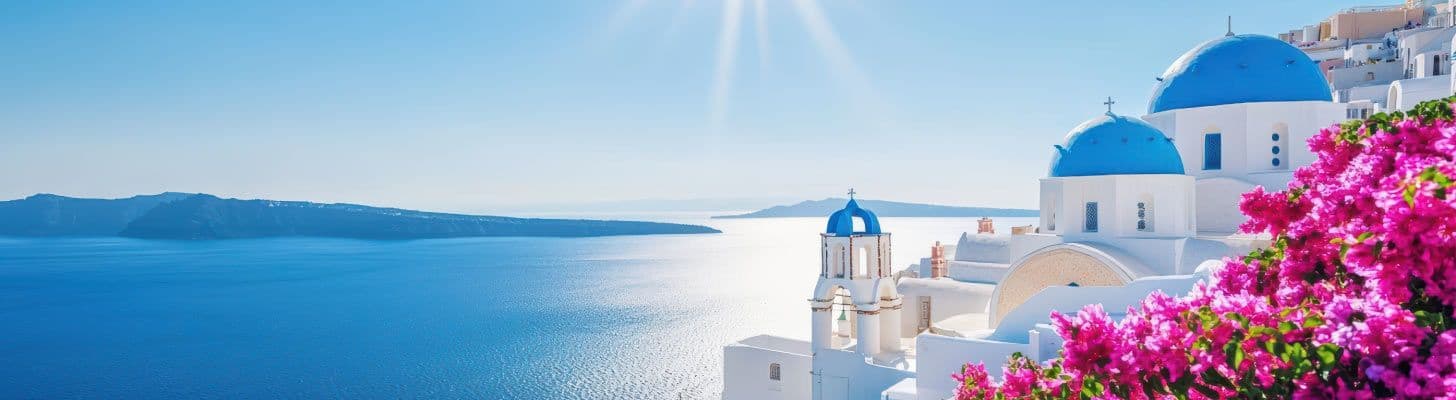 Blue dome churches in Oia, Santorini