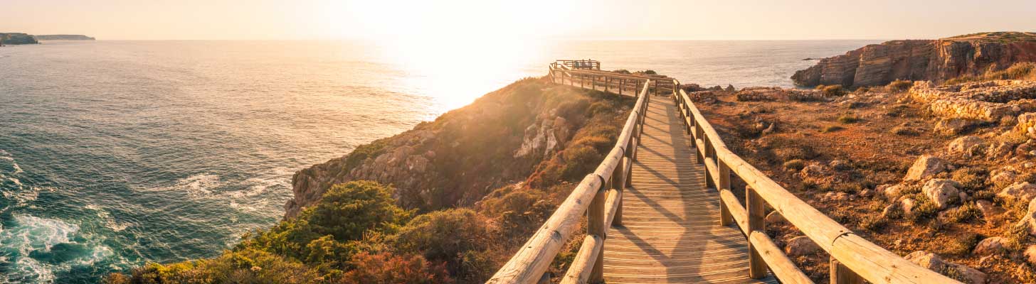 Wooden walk way to the beach in the Algarve