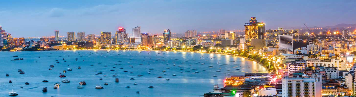 Panoramic view of Pattaya at dusk