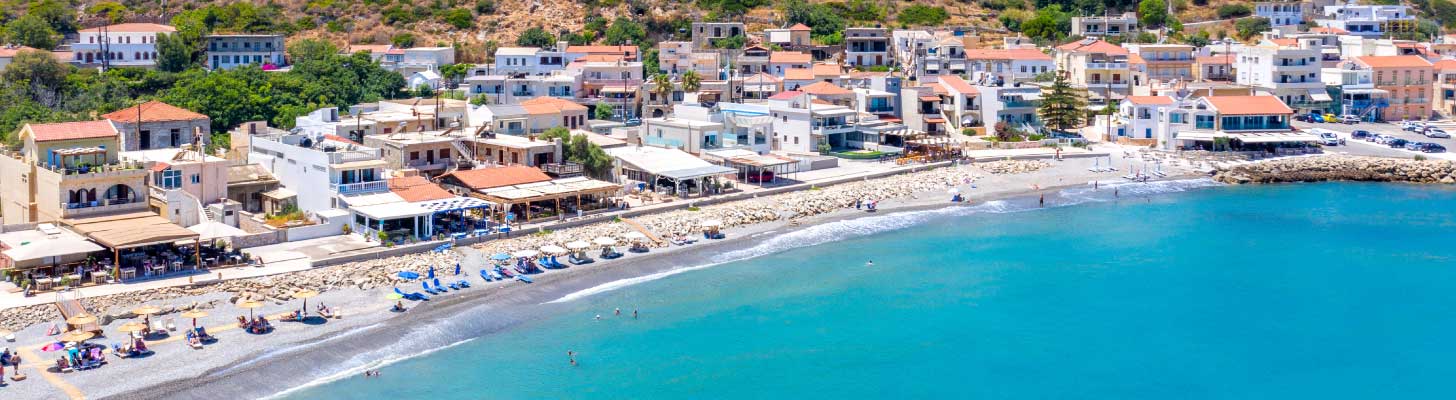 Restaurants along the shoreline in Kolymbari in Crete