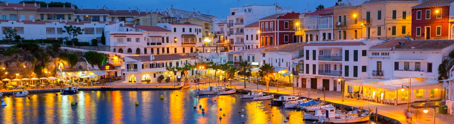 Mahon harbour at sunset in Menorca
