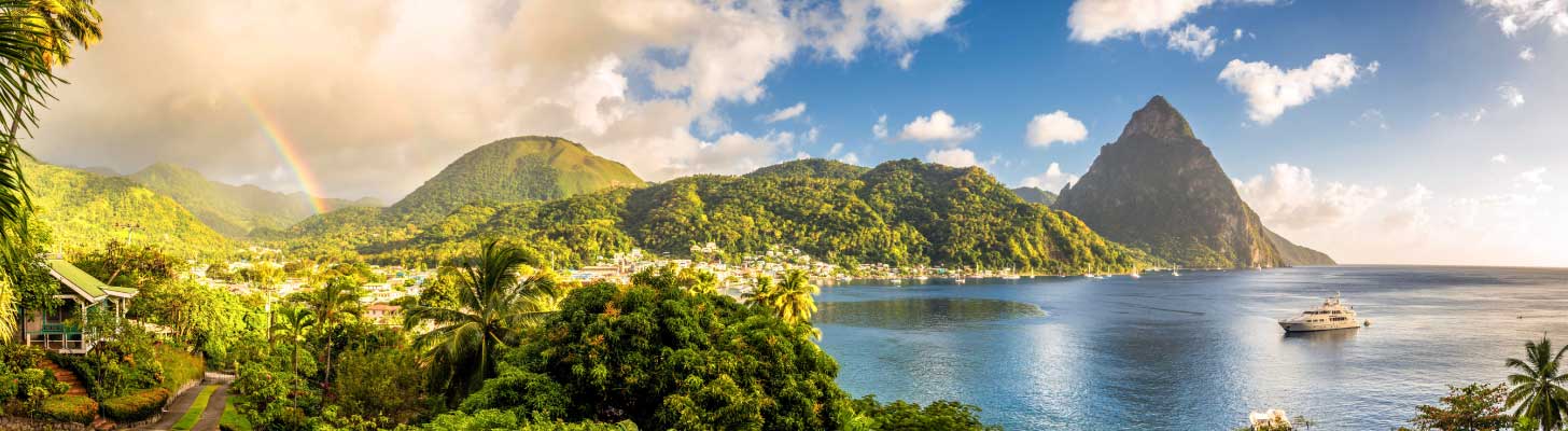View over the Pitons in St Lucia
