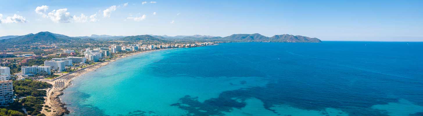Aerial view of Cala Millor beach & resort in Majorca