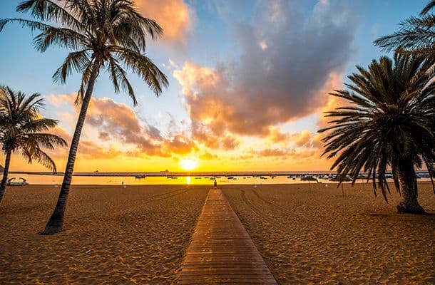 Teresitas Beach in Tenerife at sunset